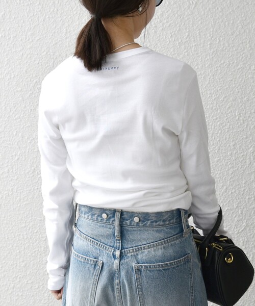 PETIT BATEAU（プチバトー）の「【SHIPS any別注】PETIT BATEAU:〈洗濯機可能〉ロゴ プリント ロン TEE 25SS（Tシャツ/カットソー・レディース・ホワイト/ネイビー・ONE SIZE）」の11枚目の写真