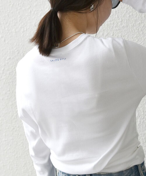 PETIT BATEAU（プチバトー）の「【SHIPS any別注】PETIT BATEAU:〈洗濯機可能〉ロゴ プリント ロン TEE 25SS（Tシャツ/カットソー・レディース・ホワイト/ネイビー・ONE SIZE）」の10枚目の写真