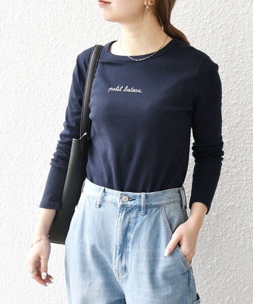 ありんこ　紺色 新品　プチバトー　PETIT BOAT トレーナー セール】【SHIPS any別注】PETIT BATEAU:〈洗濯機可能〉ロゴ