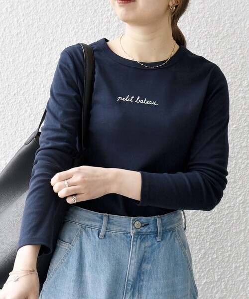 ありんこ　紺色 新品　プチバトー　PETIT BOAT トレーナー セール】【SHIPS any別注】PETIT BATEAU:〈洗濯機可能〉ロゴ