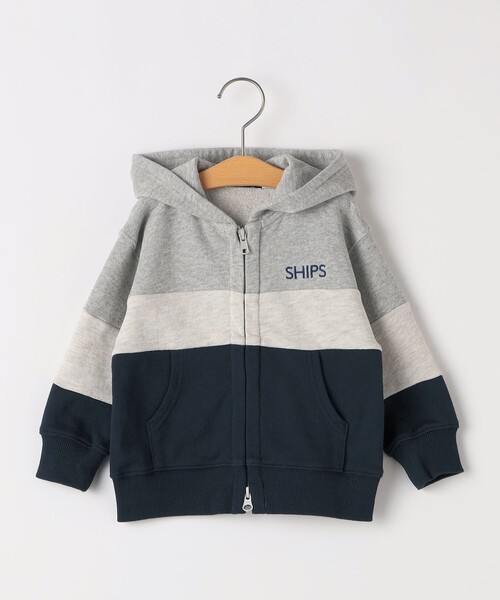 SHIPS（シップス）の「SHIPS KIDS:80～90cm / ロゴ フード ジップ パーカ（パーカー・キッズ・ライトブルー/ライトグレー/サックスブルー/ネイビー/ヘザーグレー・80/90）」の2枚目の写真