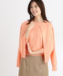 【WEB限定カラーあり／アンサンブル可】比翼仕立てニットカーディガン