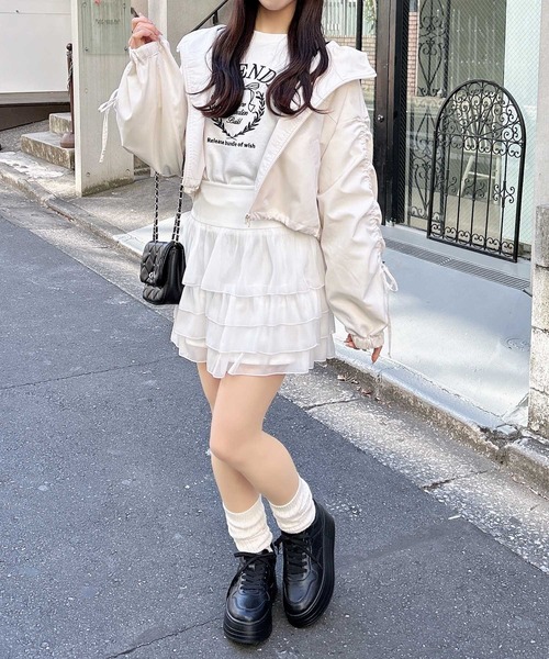 INGNI（イング）の「袖リボン付マウンテンパーカー（マウンテンパーカー・レディース・ライトグレー/ピンク/アイボリー/ブラック・M）」の8枚目の写真