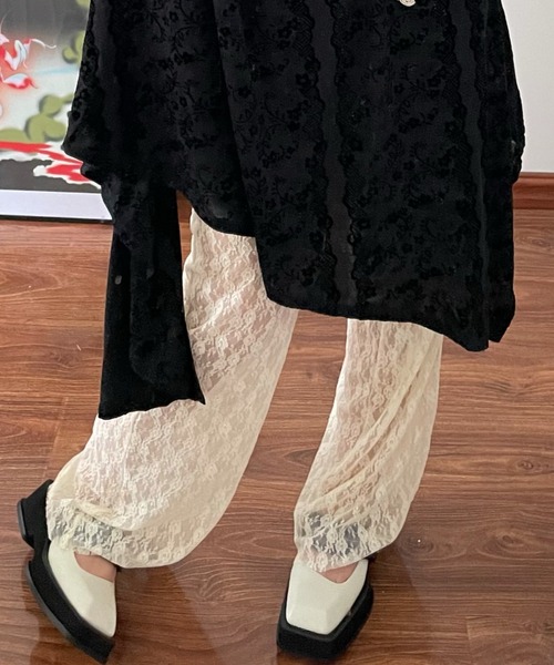 Teem Store(チームストア)の「レーススリム フレアパンツ レイヤード着 着回し力(その他パンツ・レディース・ホワイト/ブラック/アイボリー/ピンク・F)」の14枚目の写真