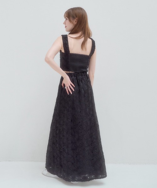 mellowneon（メロウネオン）の「フラワービスチェスカートセットアップ（ワンピース・レディース・アイボリー/ブラック・MEDIUM/SMALL）」の20枚目の写真