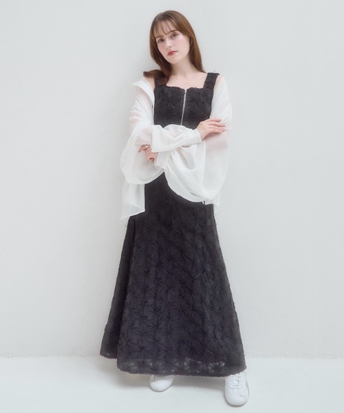 mellowneon（メロウネオン）の「フラワービスチェスカートセットアップ（ワンピース・レディース・アイボリー/ブラック・MEDIUM/SMALL）」の18枚目の写真