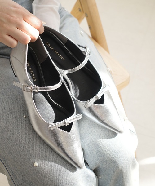 AmiAmi（アミアミ）の「柔らか！ポインテッドトゥリボンパンプス/メリージェーン（パンプス・レディース・ワインレッド/ブラック/アイボリー/シルバー・L/LL/M/S）」の4枚目の写真