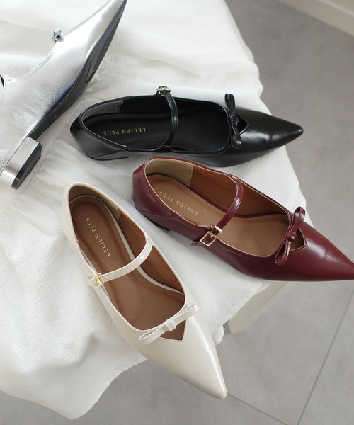 AmiAmi（アミアミ）の「柔らか！ポインテッドトゥリボンパンプス/メリージェーン（パンプス・レディース・ワインレッド/ブラック/アイボリー/シルバー・L/LL/M/S）」の2枚目の写真