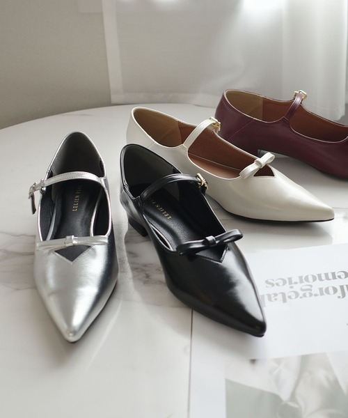 AmiAmi（アミアミ）の「柔らか！ポインテッドトゥリボンパンプス/メリージェーン（パンプス・レディース・ワインレッド/ブラック/アイボリー/シルバー・L/LL/M/S）」の8枚目の写真