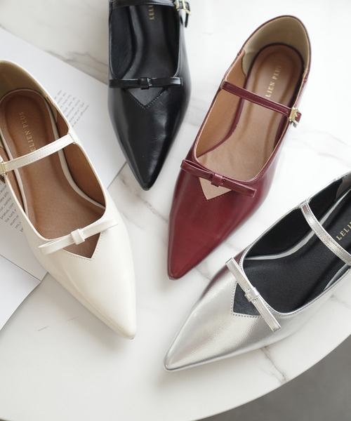 AmiAmi（アミアミ）の「柔らか！ポインテッドトゥリボンパンプス/メリージェーン（パンプス・レディース・ワインレッド/ブラック/アイボリー/シルバー・L/LL/M/S）」の5枚目の写真