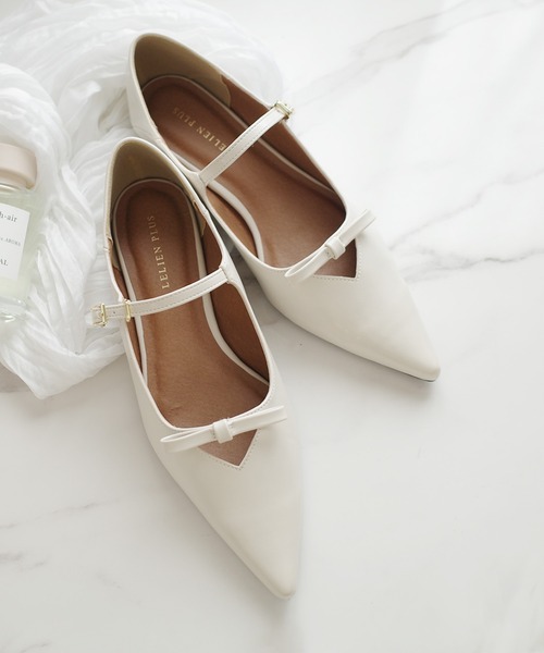 AmiAmi（アミアミ）の「柔らか！ポインテッドトゥリボンパンプス/メリージェーン（パンプス・レディース・ワインレッド/ブラック/アイボリー/シルバー・L/LL/M/S）」の14枚目の写真