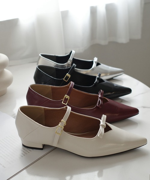 AmiAmi（アミアミ）の「柔らか！ポインテッドトゥリボンパンプス/メリージェーン（パンプス・レディース・ワインレッド/ブラック/アイボリー/シルバー・L/LL/M/S）」の18枚目の写真