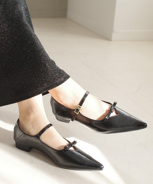 AmiAmi（アミアミ）の「柔らか！ポインテッドトゥリボンパンプス/メリージェーン（パンプス・レディース・ワインレッド/ブラック/アイボリー/シルバー・L/LL/M/S）」の7枚目の写真