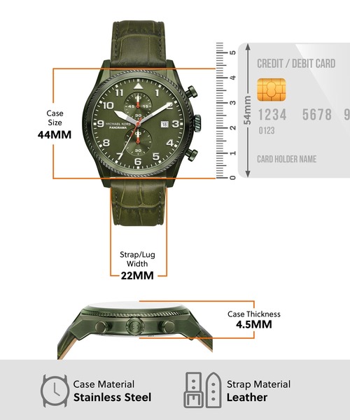 MICHAEL KORS(マイケルコース)の「マイケル・コース 腕時計 メンズ アナログ レザー MK9199(アナログ腕時計・メンズ・グリーン・FREE)」の5枚目の写真
