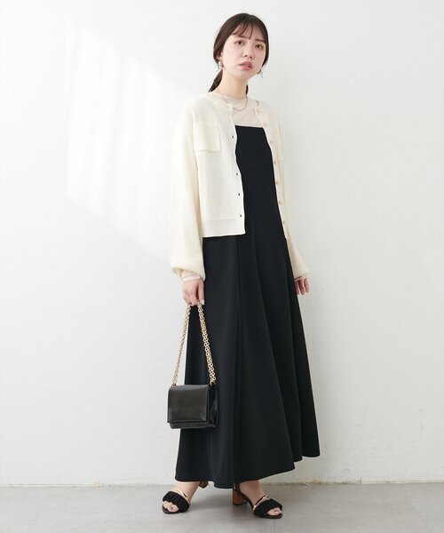 natural couture(ナチュラルクチュール)の「ポケット付きクルーネックカーデ(カーディガン/ボレロ・レディース・ミント/ライトグレー/ピンク/オフホワイト/ブラック・FREE)」の9枚目の写真