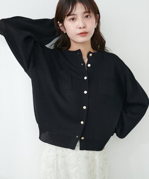 natural couture(ナチュラルクチュール)の「ポケット付きクルーネックカーデ(カーディガン/ボレロ・レディース・ミント/ライトグレー/ピンク/オフホワイト/ブラック・FREE)」の16枚目の写真