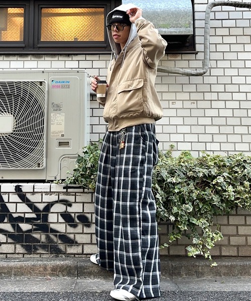 セール】【MandO】チェック柄バギーイージーパンツ（その他パンツ 