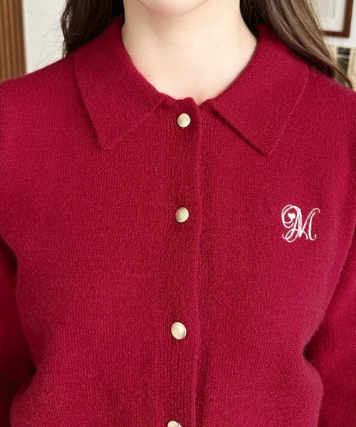セール】刺繍入り金ボタン衿付きカーディガン（カーディガン/ボレロ