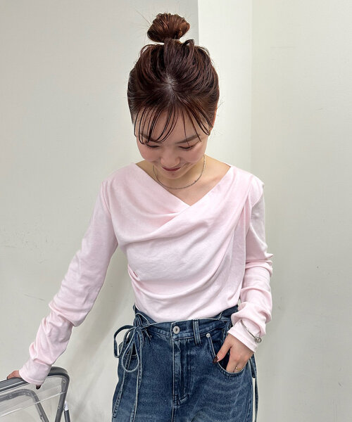 【早い者勝ち】 mystic ミスティック オフショルロングTシャツ ピンク セール】【5日間限定価格！】オフショルロングTシャツ※EC限定