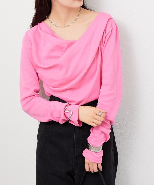 mystic(ミスティック)の「【大人気シリーズ/8色展開】オフショルロングTシャツ※EC限定カラーあり(Tシャツ/カットソー・レディース・ブラック/グレー/オフホワイト/ピンク/チャコールグレー/ブルー/グリーン/イエロー/ピンク系その他2・FREE/2)」の19枚目の写真