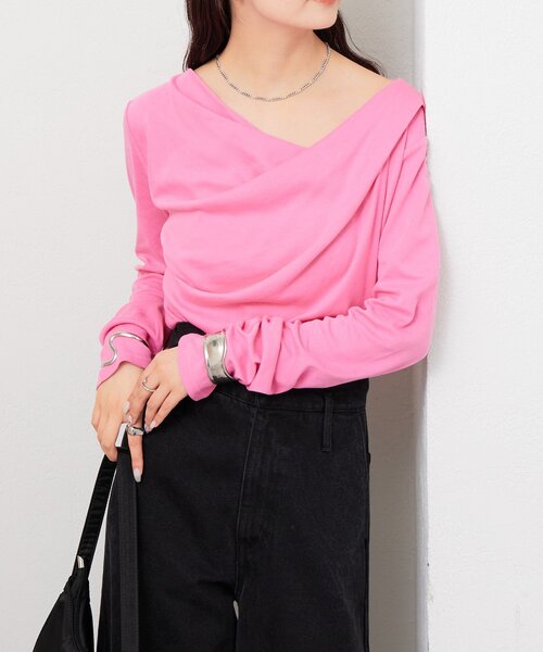 mystic(ミスティック)の「【大人気シリーズ/8色展開】オフショルロングTシャツ※EC限定カラーあり(Tシャツ/カットソー・レディース・ブラック/グレー/オフホワイト/ピンク/チャコールグレー/ブルー/グリーン/イエロー/ピンク系その他2・FREE/2)」の20枚目の写真