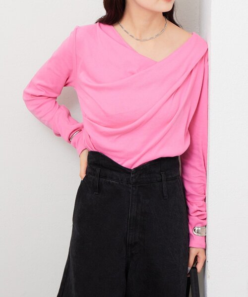 mystic(ミスティック)の「【大人気シリーズ/8色展開】オフショルロングTシャツ※EC限定カラーあり(Tシャツ/カットソー・レディース・ブラック/グレー/オフホワイト/ピンク/チャコールグレー/ブルー/グリーン/イエロー/ピンク系その他2・FREE/2)」の21枚目の写真