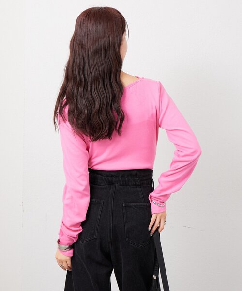 mystic(ミスティック)の「【大人気シリーズ/8色展開】オフショルロングTシャツ※EC限定カラーあり(Tシャツ/カットソー・レディース・ブラック/グレー/オフホワイト/ピンク/チャコールグレー/ブルー/グリーン/イエロー/ピンク系その他2・FREE/2)」の22枚目の写真