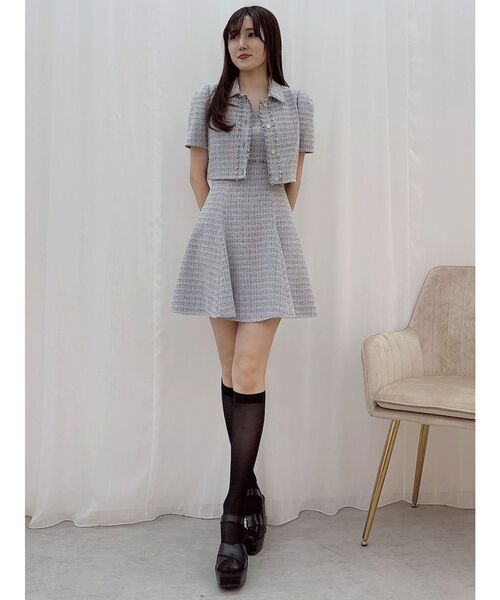 MERCURYDUO(マーキュリーデュオ)の「ハーフスリーブツイードフィットジャケット(その他アウター・レディース・ライトブルー/ライトグレー・MEDIUM/SMALL)」の5枚目の写真