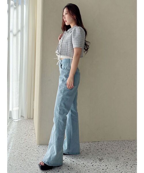 MERCURYDUO(マーキュリーデュオ)の「ハーフスリーブツイードフィットジャケット(その他アウター・レディース・ライトブルー/ライトグレー・MEDIUM/SMALL)」の8枚目の写真