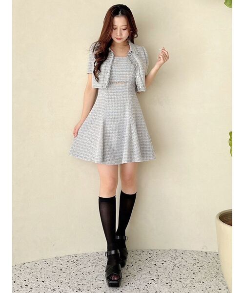 MERCURYDUO(マーキュリーデュオ)の「ハーフスリーブツイードフィットジャケット(その他アウター・レディース・ライトブルー/ライトグレー・MEDIUM/SMALL)」の13枚目の写真