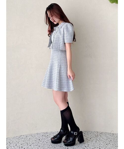 MERCURYDUO(マーキュリーデュオ)の「ハーフスリーブツイードフィットジャケット(その他アウター・レディース・ライトブルー/ライトグレー・MEDIUM/SMALL)」の16枚目の写真