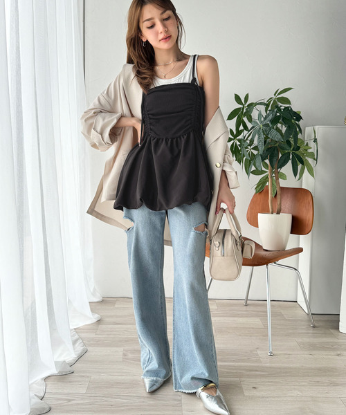 classicalelf(クラシカルエルフ)の「気になるライン、フワッと隠してオトナ可愛さ大爆発!前後2wayバルーンキャミソールビスチェ(キャミソール・レディース・チャコール/ブラック・X-LARGE/SMALL/MEDIUM/LARGE)」の3枚目の写真