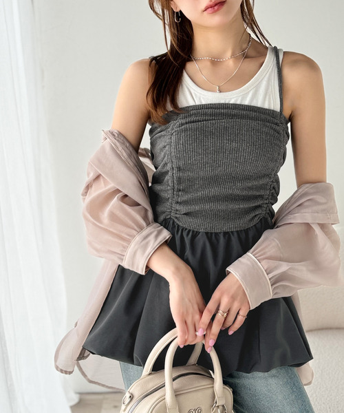 classicalelf(クラシカルエルフ)の「気になるライン、フワッと隠してオトナ可愛さ大爆発!前後2wayバルーンキャミソールビスチェ(キャミソール・レディース・チャコール/ブラック・X-LARGE/SMALL/MEDIUM/LARGE)」の6枚目の写真