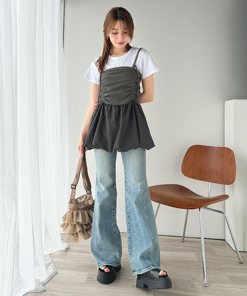 classicalelf(クラシカルエルフ)の「気になるライン、フワッと隠してオトナ可愛さ大爆発!前後2wayバルーンキャミソールビスチェ(キャミソール・レディース・チャコール/ブラック・X-LARGE/SMALL/MEDIUM/LARGE)」の8枚目の写真