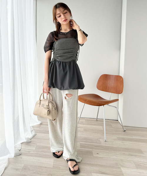 classicalelf(クラシカルエルフ)の「気になるライン、フワッと隠してオトナ可愛さ大爆発!前後2wayバルーンキャミソールビスチェ(キャミソール・レディース・チャコール/ブラック・X-LARGE/SMALL/MEDIUM/LARGE)」の5枚目の写真