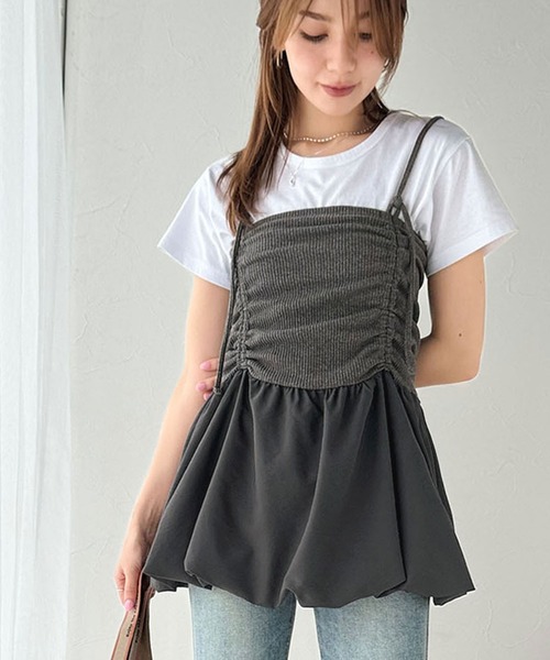 classicalelf(クラシカルエルフ)の「気になるライン、フワッと隠してオトナ可愛さ大爆発!前後2wayバルーンキャミソールビスチェ(キャミソール・レディース・チャコール/ブラック・X-LARGE/SMALL/MEDIUM/LARGE)」の14枚目の写真