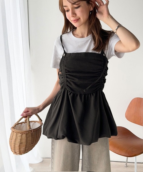 classicalelf(クラシカルエルフ)の「気になるライン、フワッと隠してオトナ可愛さ大爆発!前後2wayバルーンキャミソールビスチェ(キャミソール・レディース・チャコール/ブラック・X-LARGE/SMALL/MEDIUM/LARGE)」の18枚目の写真