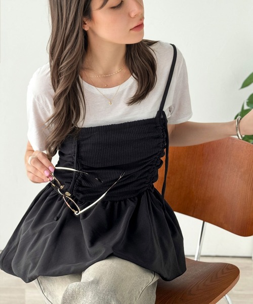 classicalelf(クラシカルエルフ)の「気になるライン、フワッと隠してオトナ可愛さ大爆発!前後2wayバルーンキャミソールビスチェ(キャミソール・レディース・チャコール/ブラック・X-LARGE/SMALL/MEDIUM/LARGE)」の15枚目の写真