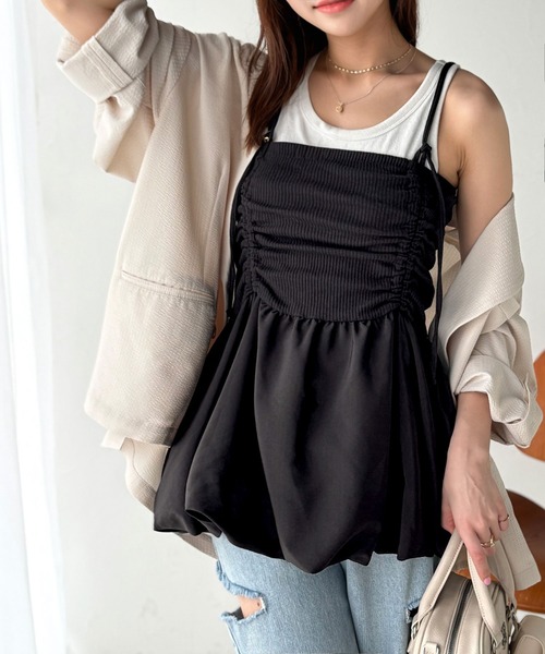 classicalelf(クラシカルエルフ)の「気になるライン、フワッと隠してオトナ可愛さ大爆発!前後2wayバルーンキャミソールビスチェ(キャミソール・レディース・チャコール/ブラック・X-LARGE/SMALL/MEDIUM/LARGE)」の17枚目の写真