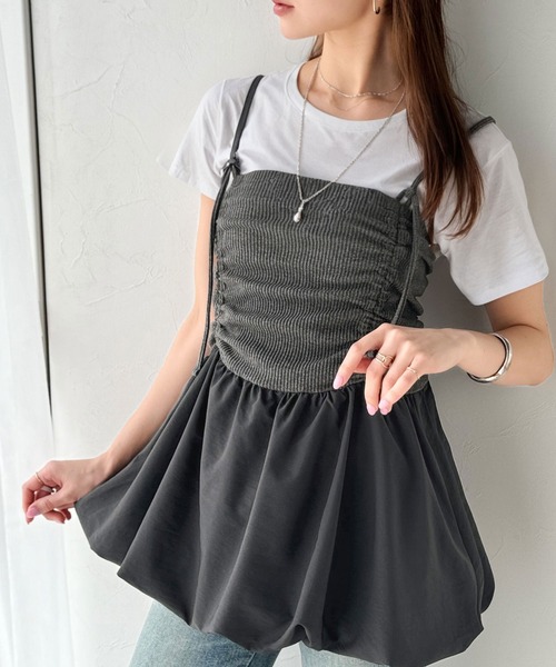 classicalelf(クラシカルエルフ)の「気になるライン、フワッと隠してオトナ可愛さ大爆発!前後2wayバルーンキャミソールビスチェ(キャミソール・レディース・チャコール/ブラック・X-LARGE/SMALL/MEDIUM/LARGE)」の20枚目の写真