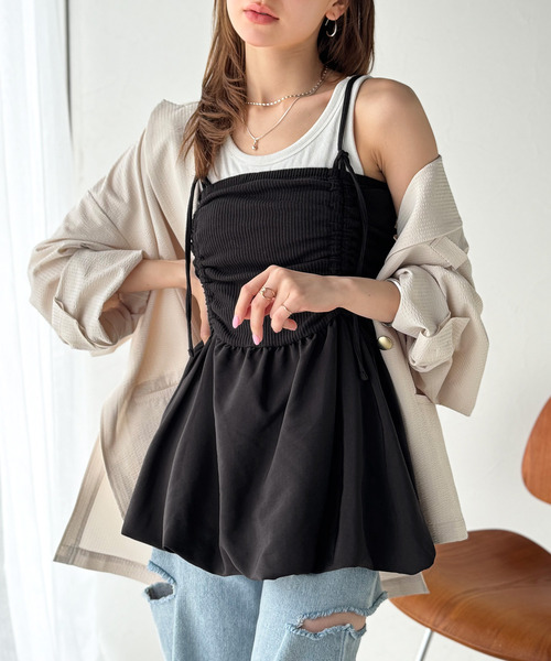 classicalelf(クラシカルエルフ)の「気になるライン、フワッと隠してオトナ可愛さ大爆発!前後2wayバルーンキャミソールビスチェ(キャミソール・レディース・チャコール/ブラック・X-LARGE/SMALL/MEDIUM/LARGE)」の22枚目の写真