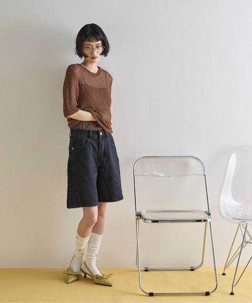 THE YOn(ザヨン)の「サマーフェザーシアープルオーバー(ニット/セーター・レディース・オレンジ/ブラウン/アイボリー/ブラック・FREE)」の13枚目の写真