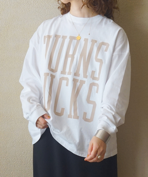【タグ付き】プリントロンT TURNS LUCKS ブラック JOURNAL STANDARD LUXE（ジャーナルスタンダード ラックス）の