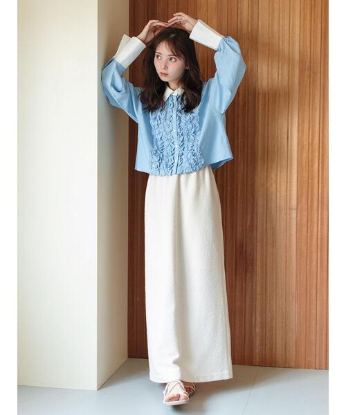 so4u(ソーフォーユー)の「フリルシャツ(シャツ/ブラウス・レディース・ホワイト/サックスブルー・F)」の17枚目の写真