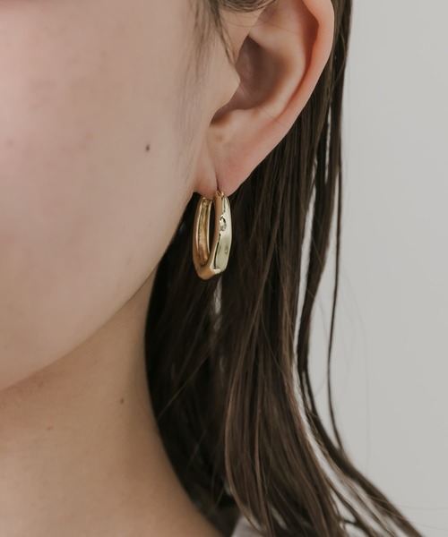 ピアス [wingbling] Ombre One Touch Ring Earring 2色展開】one touch square cz pierce | knock.jewelry