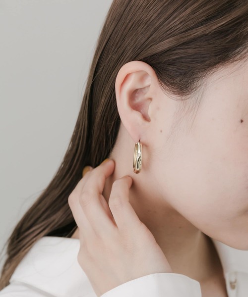 ピアス [wingbling] Ombre One Touch Ring Earring 2色展開】one touch square cz pierce | knock.jewelry
