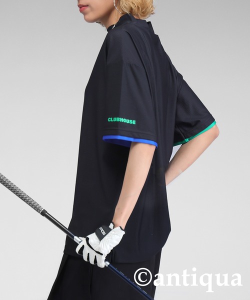 antiqua(アンティカ)の「【STCH】メッシュライク配色トップス(Tシャツ/カットソー・レディース・ブラック/ブルー/ホワイト・ML/LXL)」の2枚目の写真