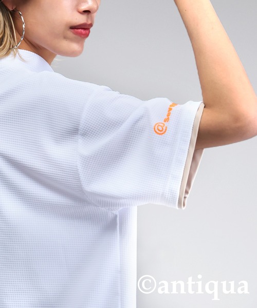 antiqua(アンティカ)の「【STCH】メッシュライク配色トップス(Tシャツ/カットソー・レディース・ブラック/ブルー/ホワイト・ML/LXL)」の5枚目の写真