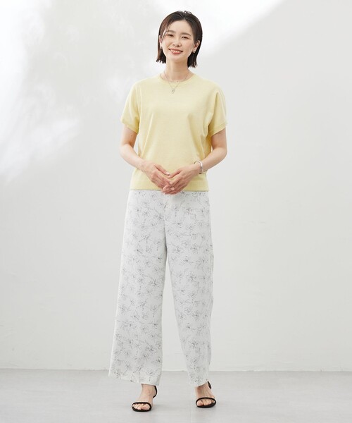 J.PRESS(ジェイプレス)の「【洗える】ラインフラワープリント ワイドパンツ(その他パンツ・レディース・アイボリー系5/ネイビー系5・7/9/11/13)」の10枚目の写真