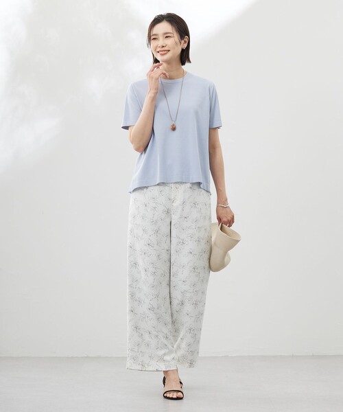 J.PRESS(ジェイプレス)の「【洗える】ラインフラワープリント ワイドパンツ(その他パンツ・レディース・アイボリー系5/ネイビー系5・7/9/11/13)」の12枚目の写真